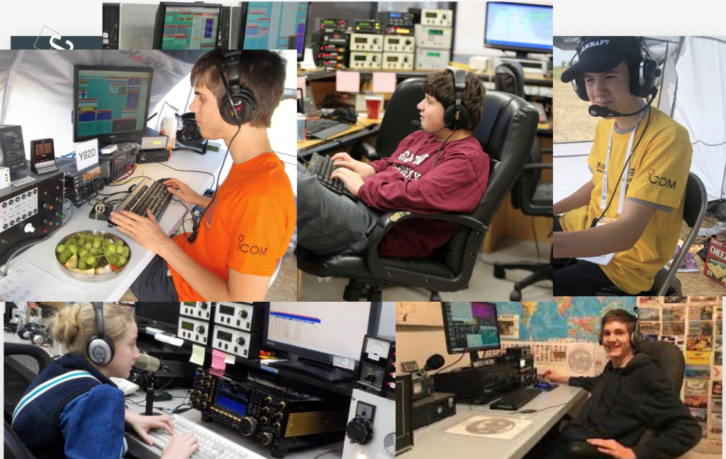 Collage of young ham radio operator pictures