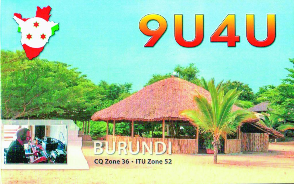 9U4U Ham Radio QSL Card from Burundi
