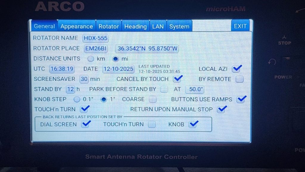rotor controller display screen