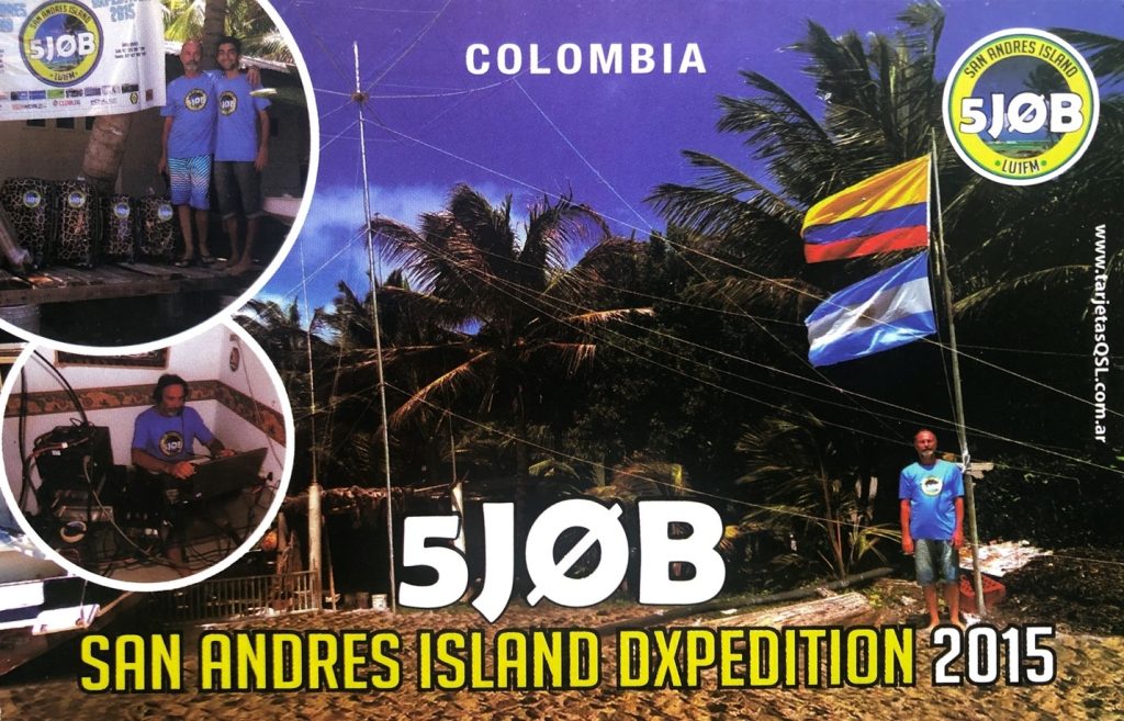 5J0B Ham Radio QSL Card from Colombia