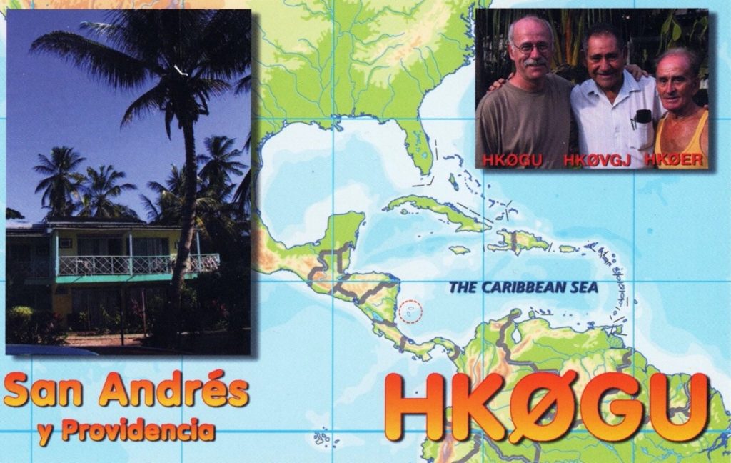 HK0GU Ham Radio QSL Card from San Andres