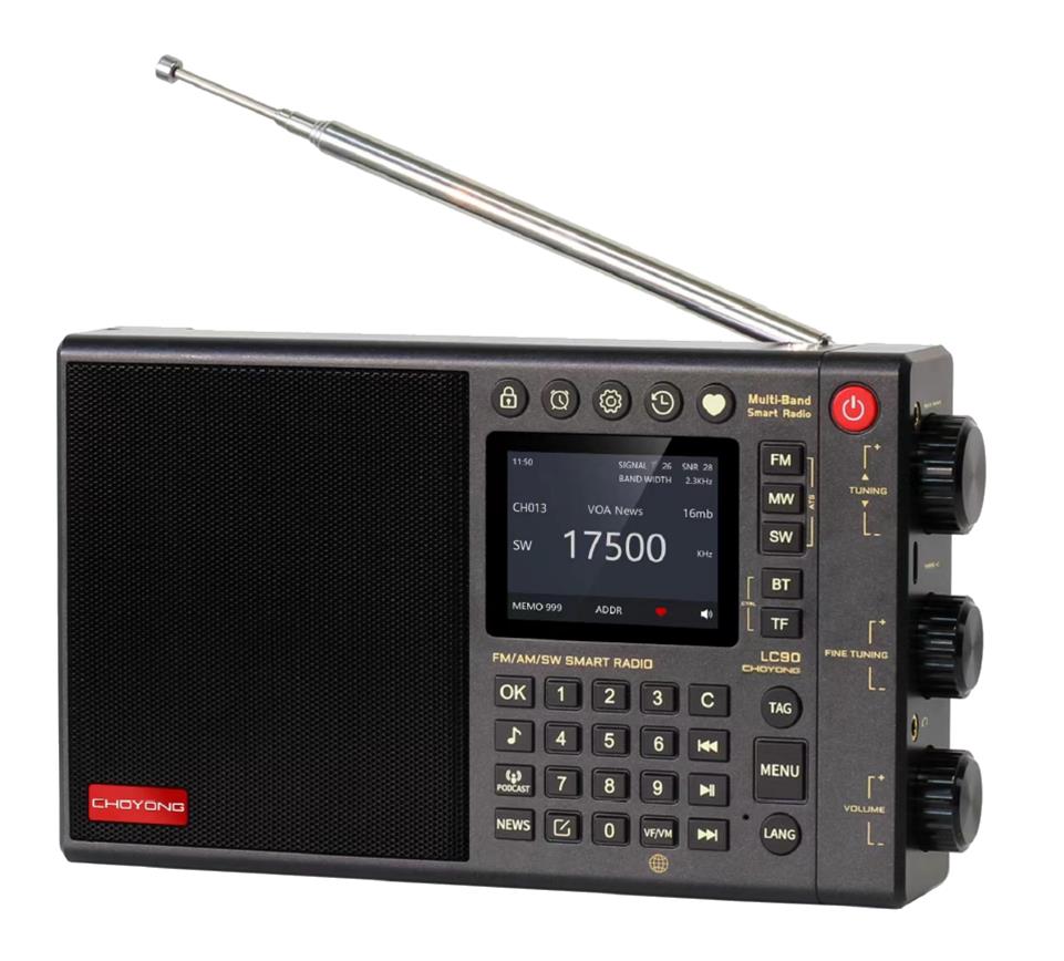 small tabletop radio with telescopic antenna