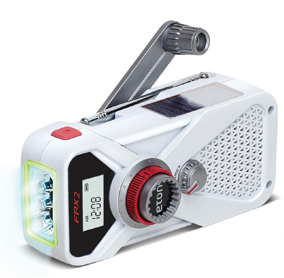 crank operated emergency radio and light