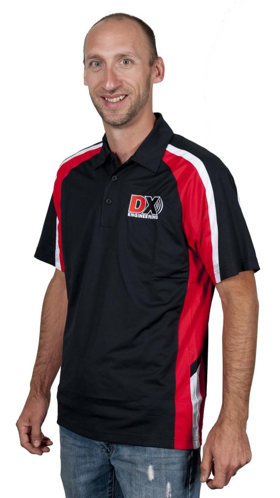 man wearing a DX Engineering polo shirt