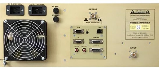 rear view of a OM Power OM-2000 Linear Amplifier