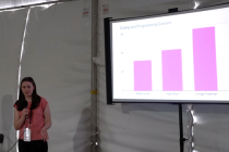 woman giving a presentation with Slide deck