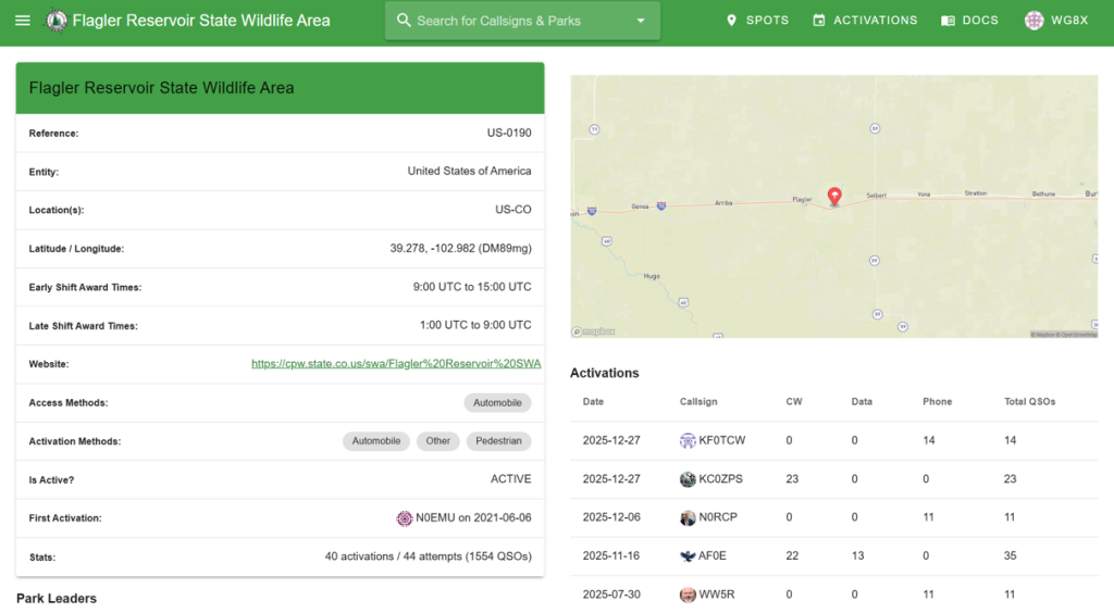 Parks on the air website screengrab