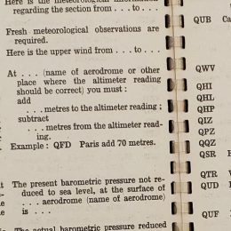 a page from a WWII RAF Radio Q-Code Book