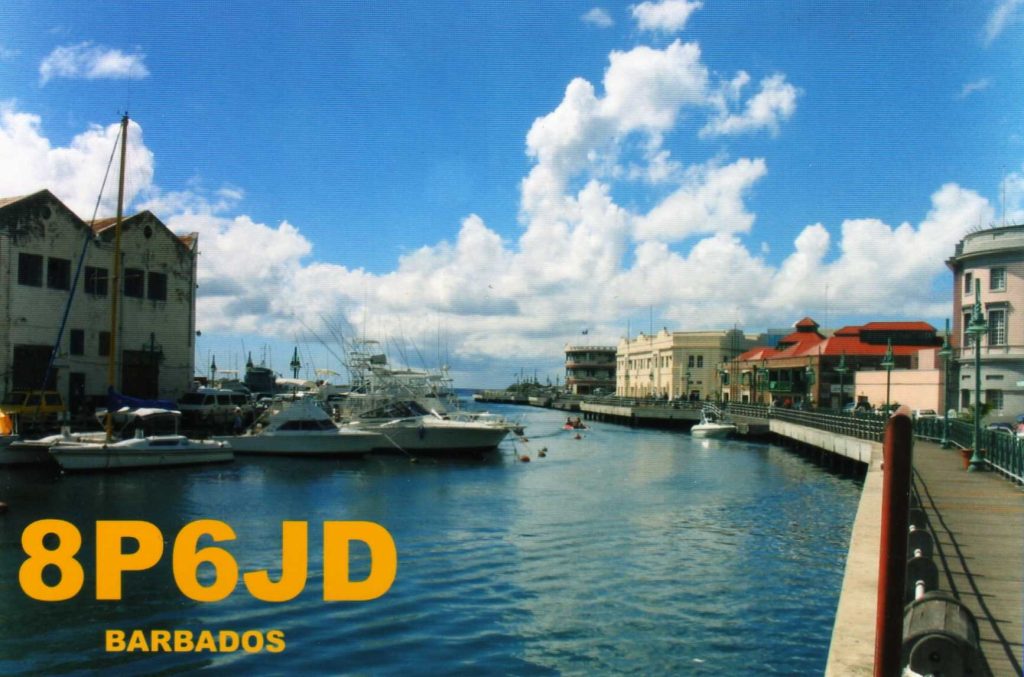 8P6JD Ham Radio QSL card from Barbados