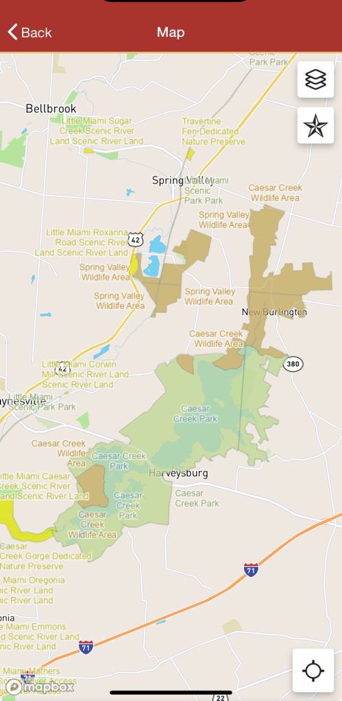 phone screenshot of a state park map