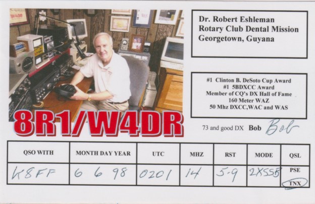 Ham Radio QSL card from Guyana