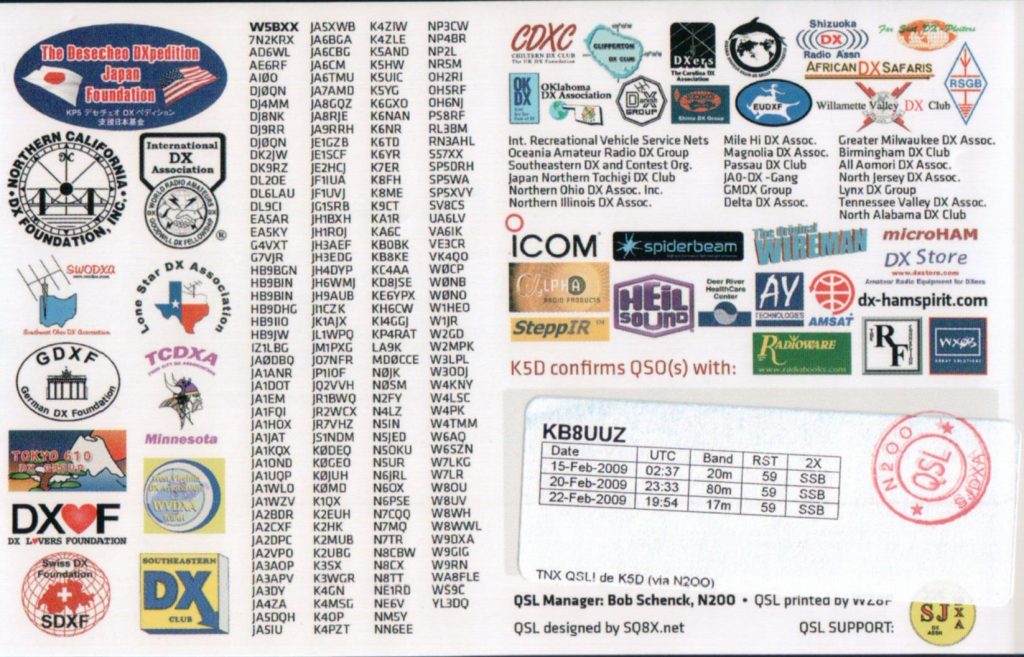 k5d Ham Radio QSL Card from Desecheo Island, back