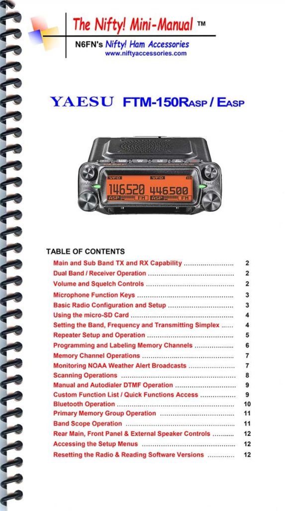 Nifty Radio Manual for Yaesu FTM-150
