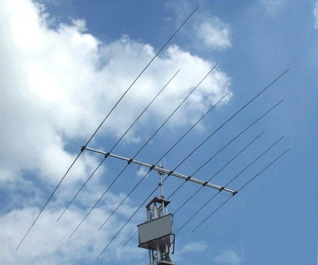 A Large Yagi antenna mounted on a tower